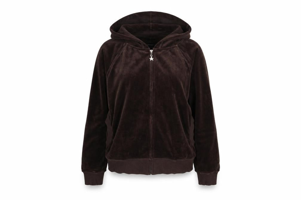 Ellie Louise Women's Brown Velour Hoodie Jacket Size 12/14