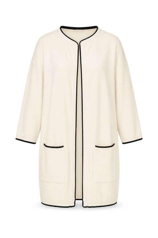 ESMARA Women's Ivory Cardigan, Size S, Crew Neck