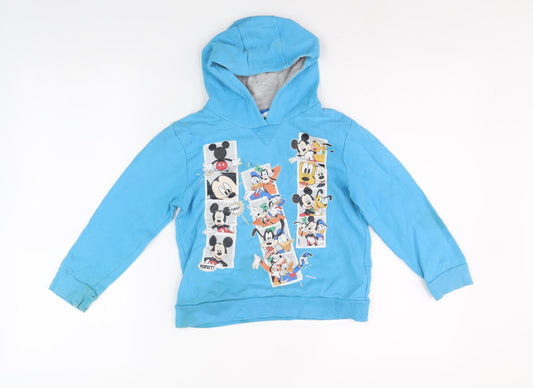 Disney Boys Blue Graphic Print Hoodie Size 6 Years