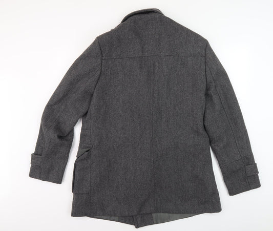 Dissident Men's Grey Wool Pea Coat M