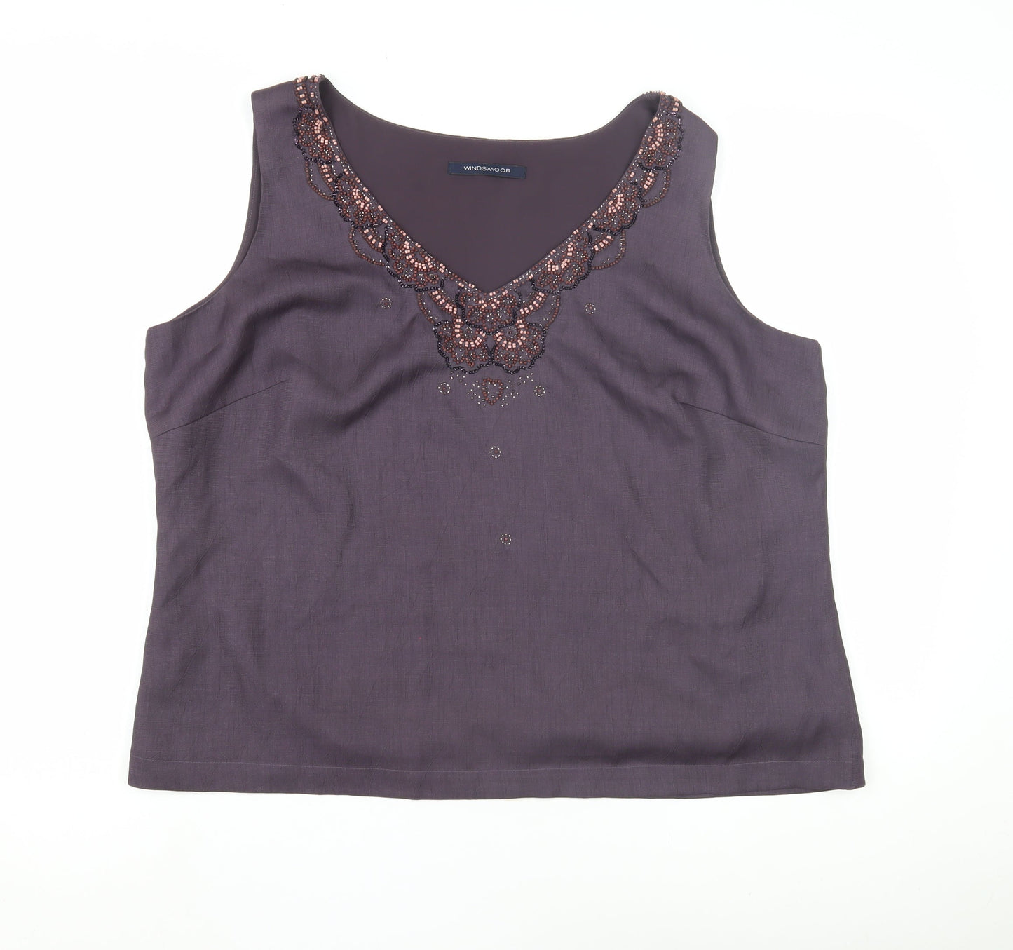Windsmoor Women's Purple Beaded V-Neck Blouse Size 18