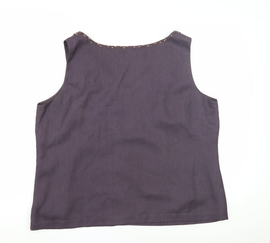 Windsmoor Women's Purple Beaded V-Neck Blouse Size 18