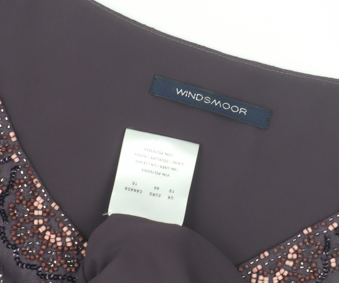 Windsmoor Women's Purple Beaded V-Neck Blouse Size 18