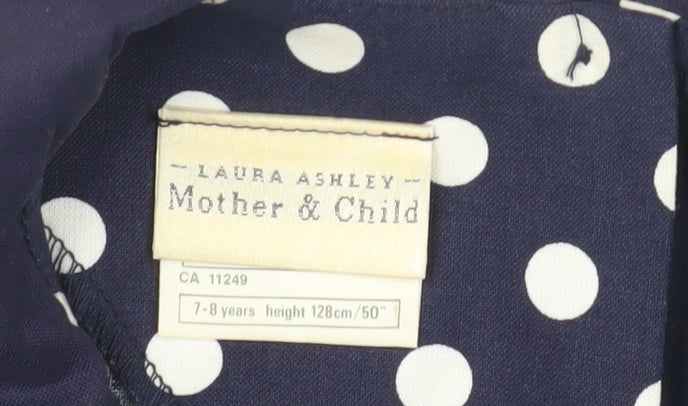 Laura Ashley Girls Blue Polka Dot Midi Dress, 7-8 Years