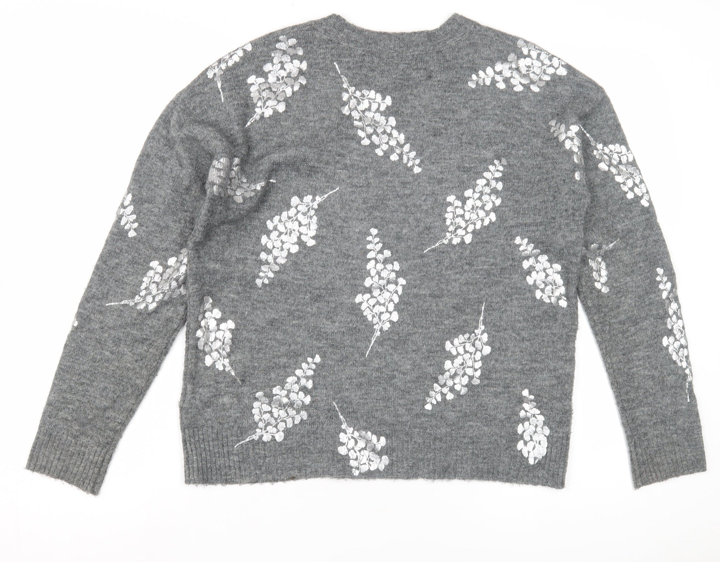 Oasis Women's Grey Floral Pullover Jumper - Size S