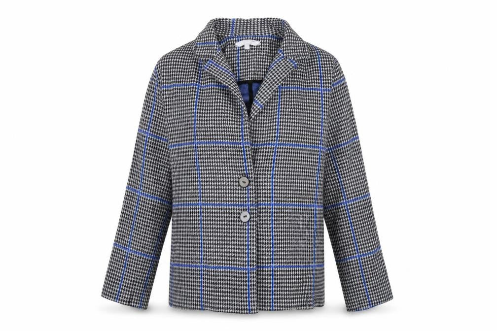 Front view of Red Herring Women's Black Check Tweed Blazer, size 14