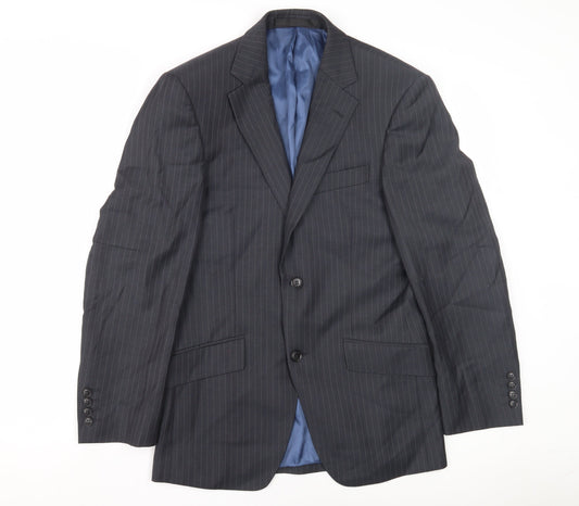 Marks and Spencer Men's Grey Striped Wool Blazer 34 Short Regular Fit