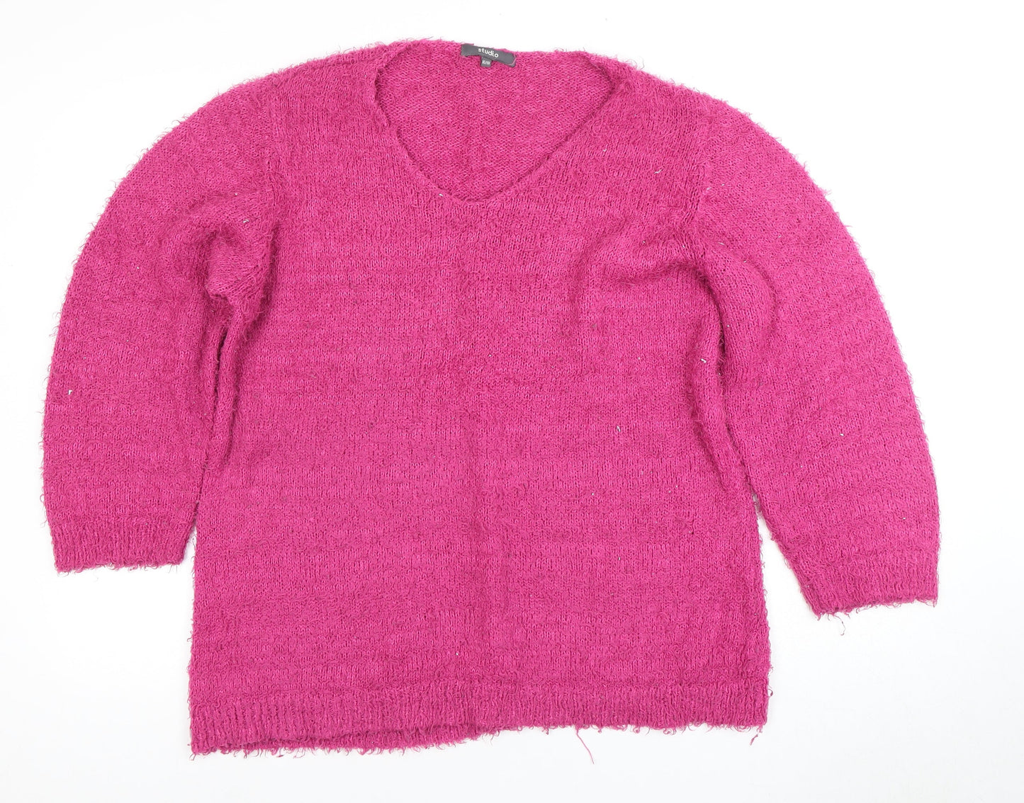 Studio Women's Size 16 Pink Pullover V-Neck Jumper