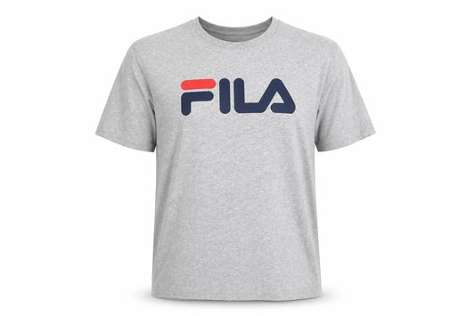 Front view of Fila Men's Grey Logo Crew Neck T-Shirt L