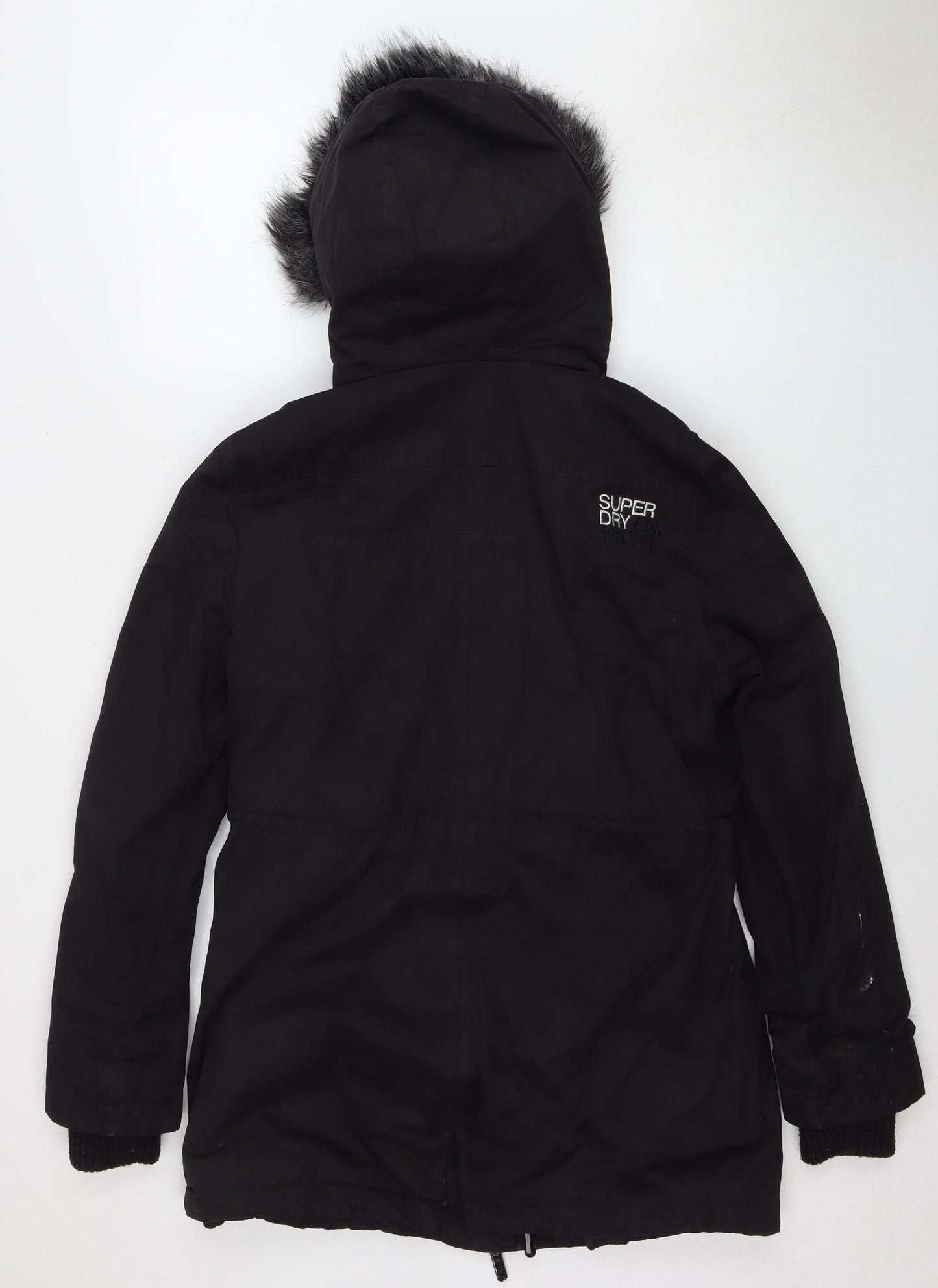 Superdry Women's Black L Fur Trim Parka Coat