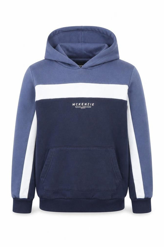 McKenzie Boys Blue Pullover Hoodie M Logo Colourblock Style