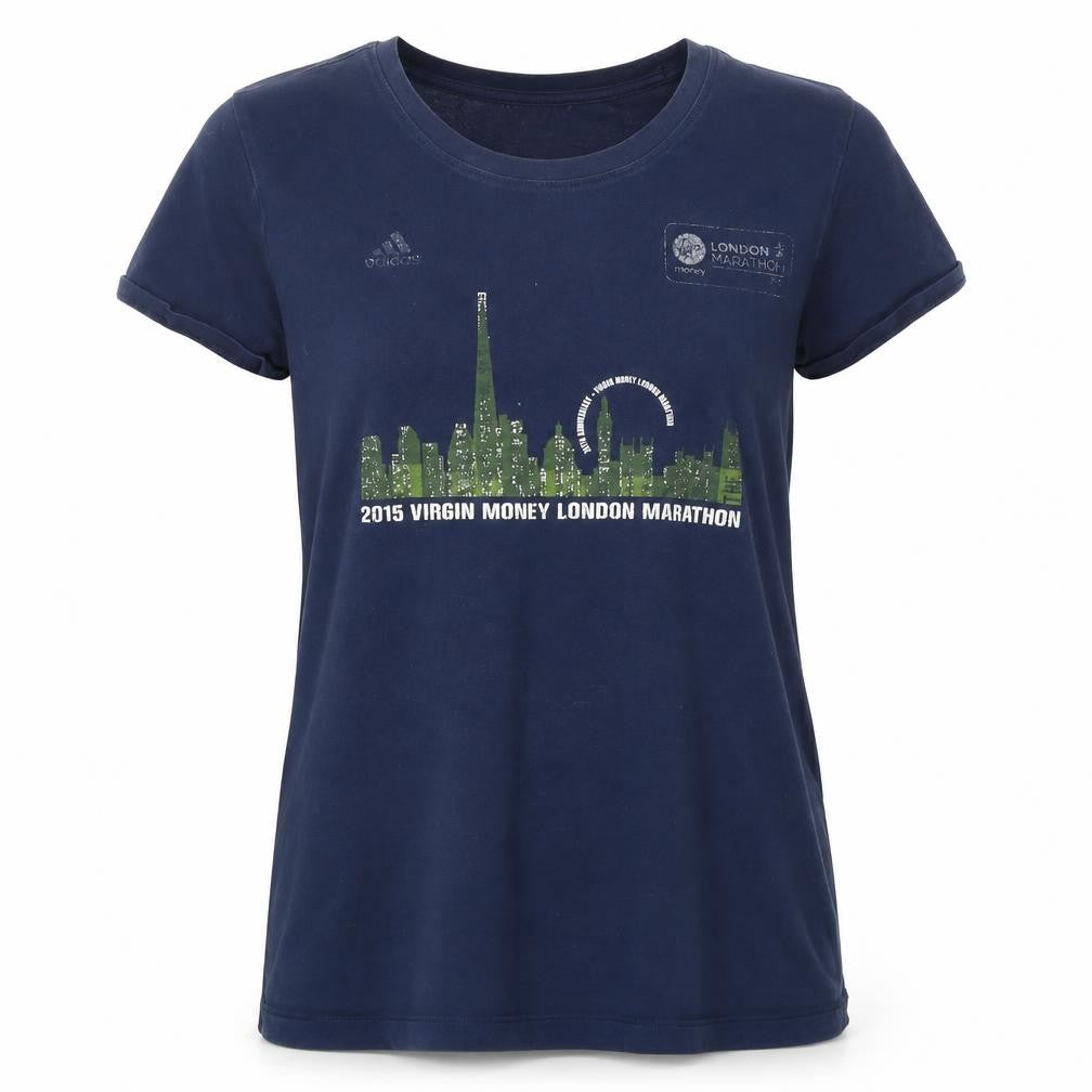 Womens UK Size M adidas Blue Cotton Blend T-Shirt