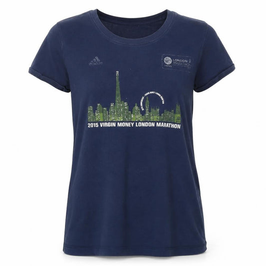 Womens UK Size M adidas Blue Cotton Blend T-Shirt