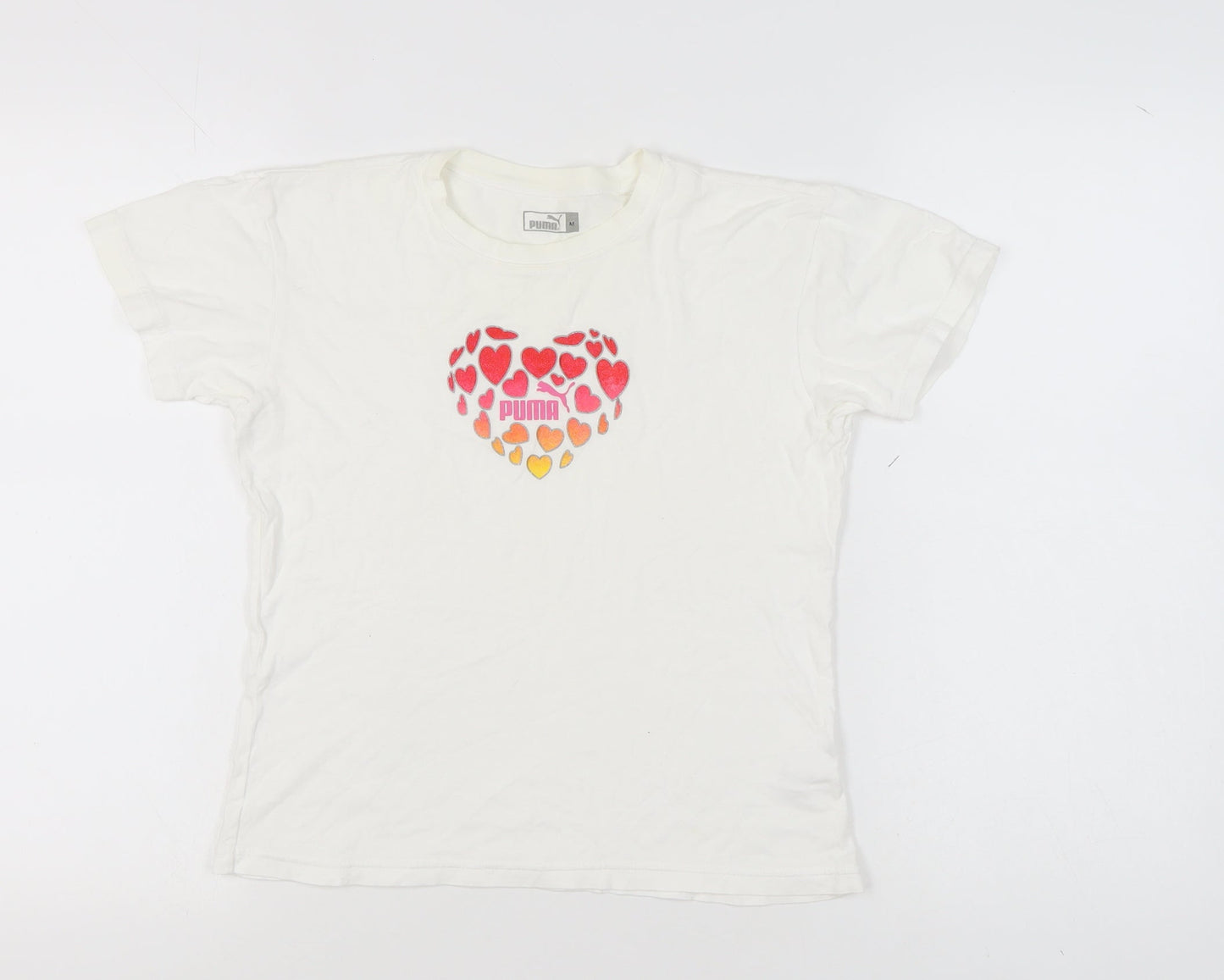 Womens UK Size M PUMA White Cotton T-Shirt