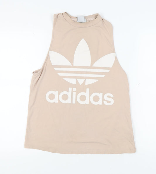 Adidas Women's Beige Tank Top Size 12 Casual Cotton Blend