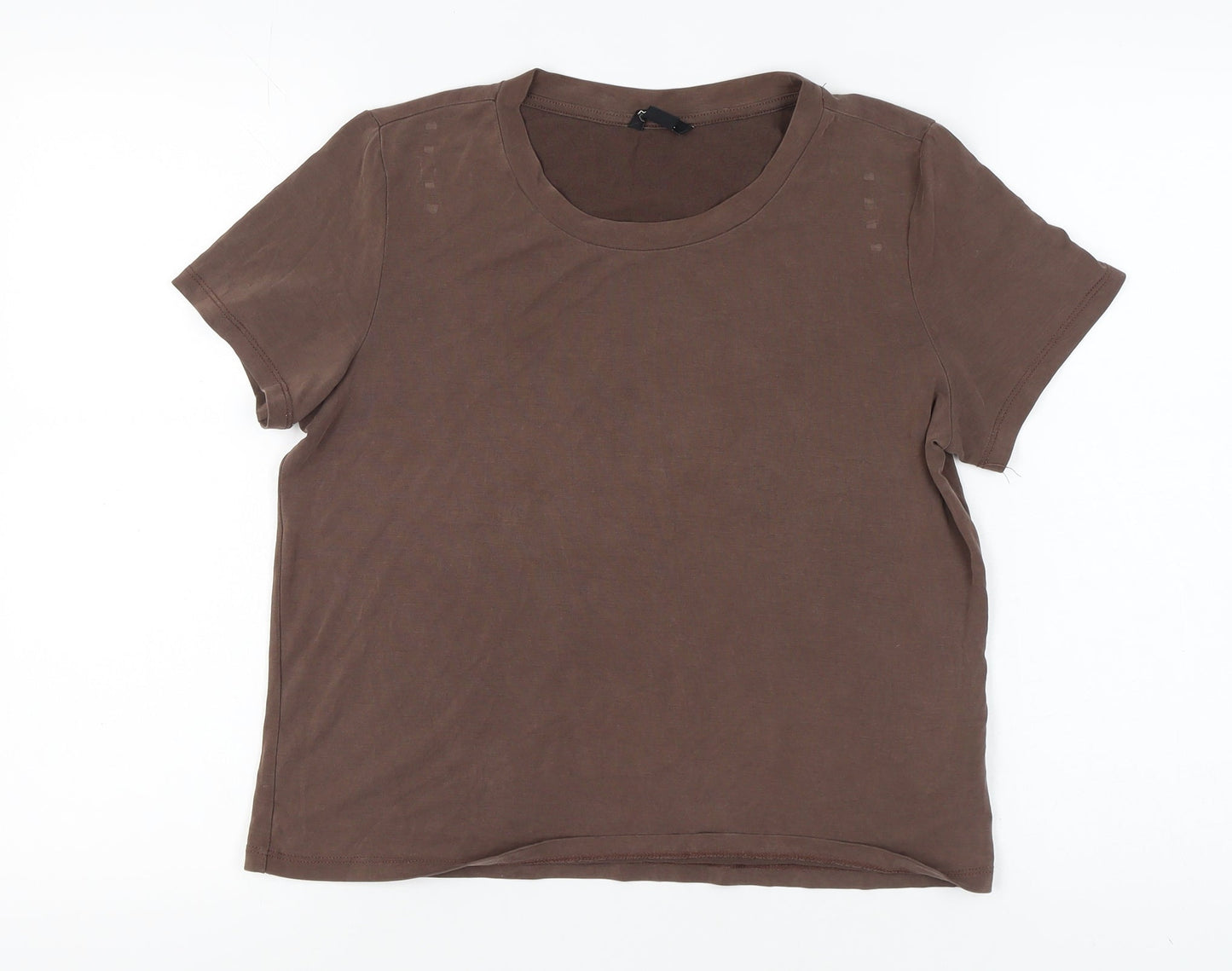 Monki Women's Brown T-Shirt, M, Basic Casual Style