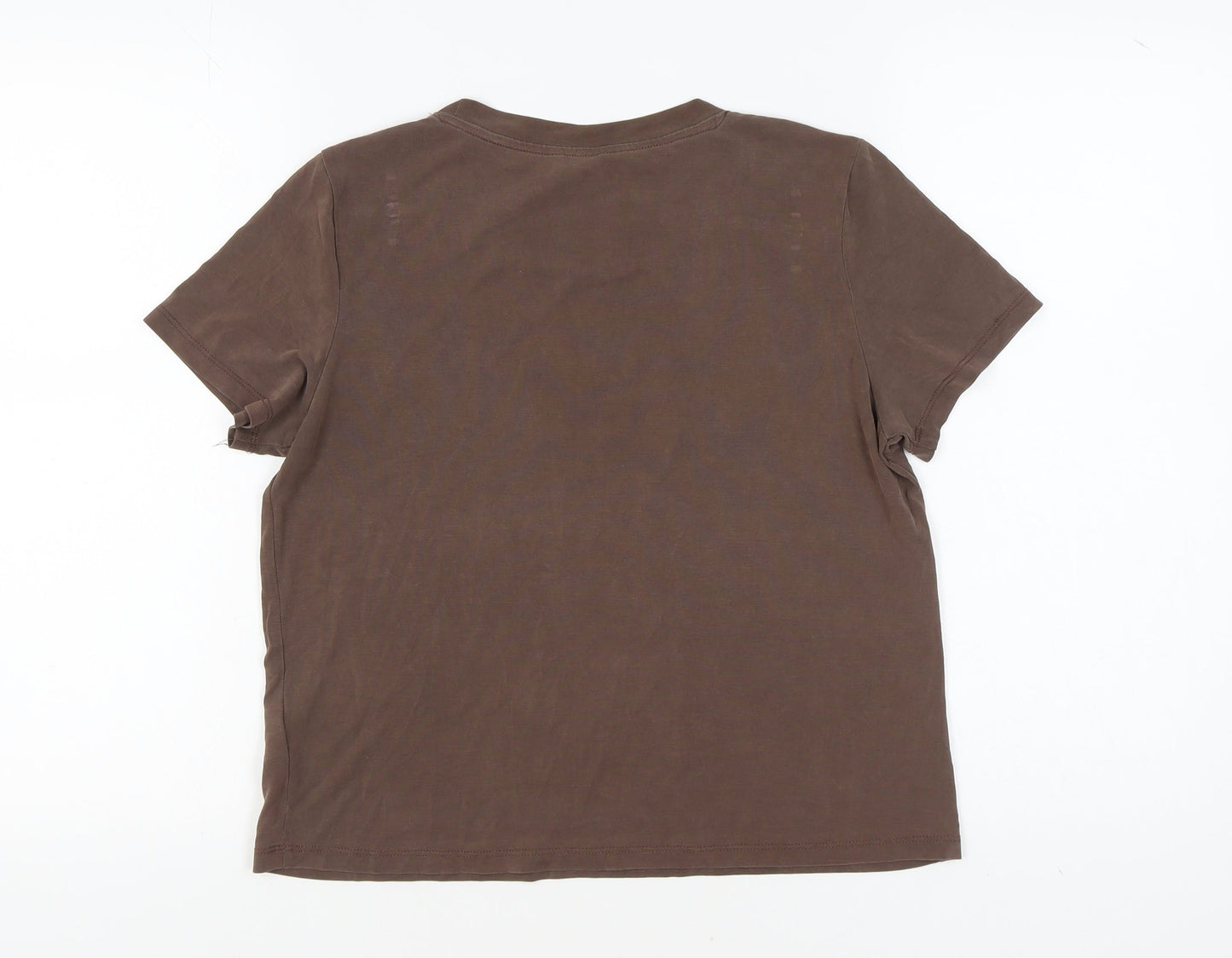 Monki Women's Brown T-Shirt, M, Basic Casual Style