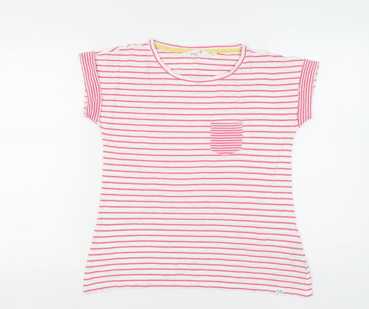 Lazy Jacks Women’s Pink Striped T-Shirt, Size 12