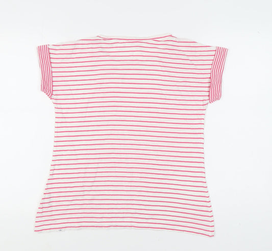 Lazy Jacks Women’s Pink Striped T-Shirt, Size 12