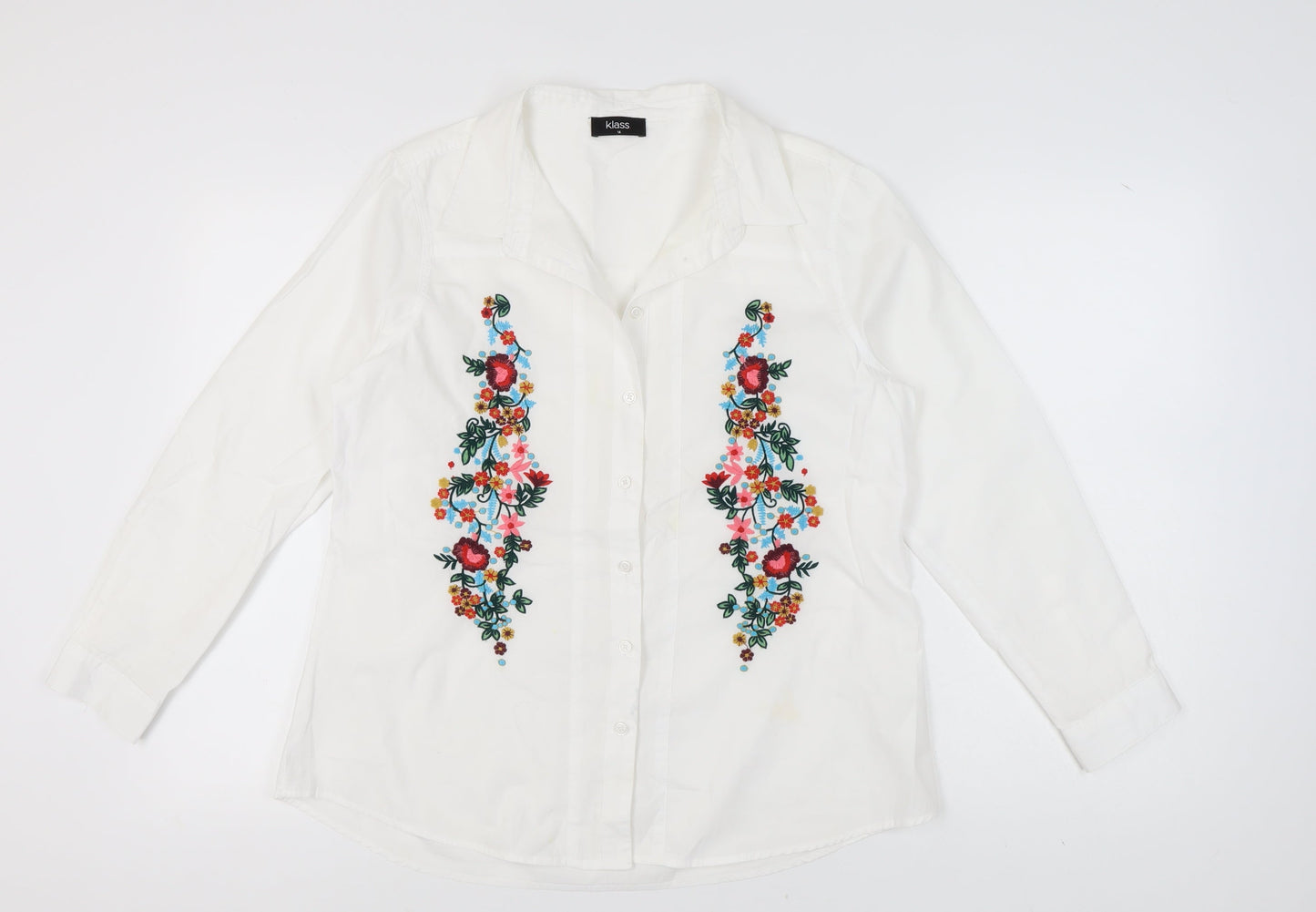 Klass Women's White Embroidered Button-Up Shirt