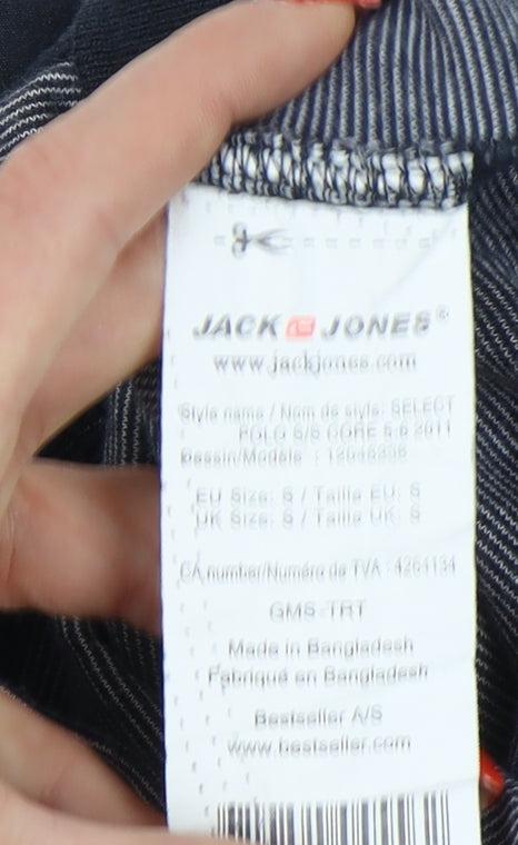 Jack & Jones Men's Grey S Striped Polo Shirt