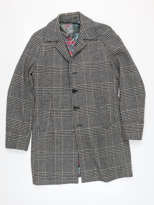 Feraud Men's Multicoloured Wool Check Overcoat L
