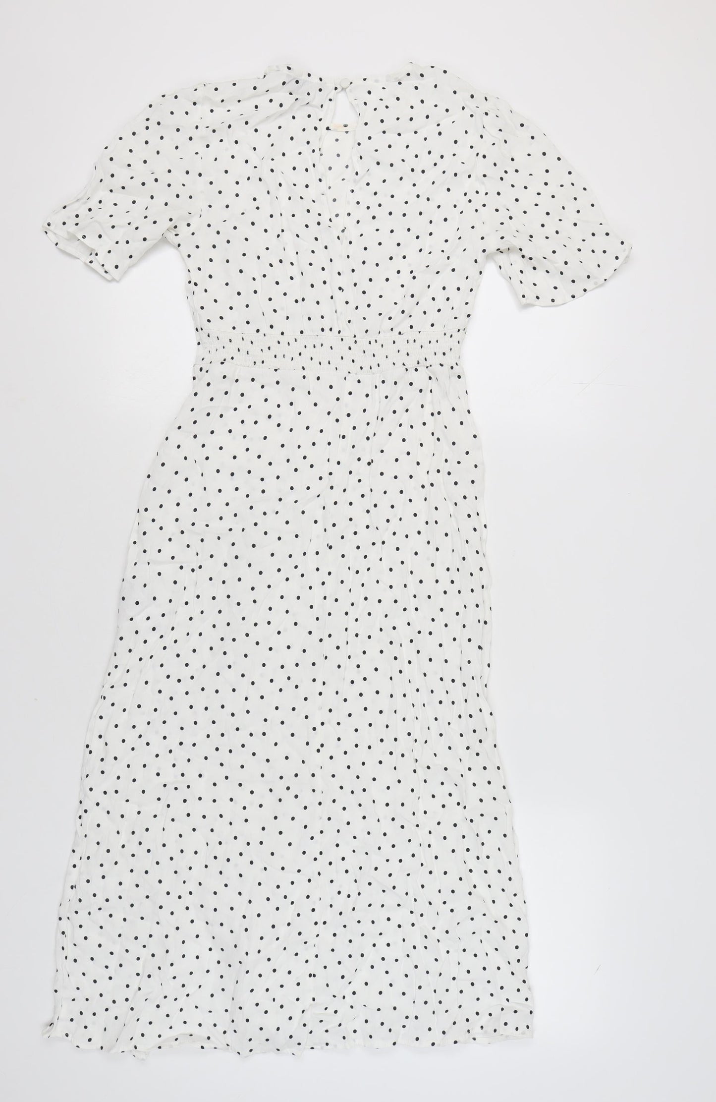 New Look Women's White Polka Dot Midi Dress Size 8