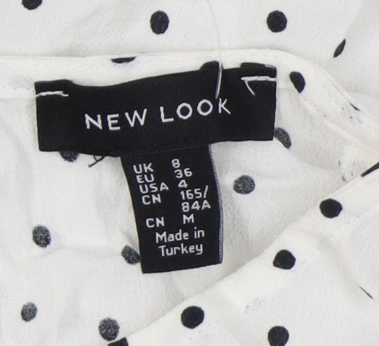 New Look Women's White Polka Dot Midi Dress Size 8