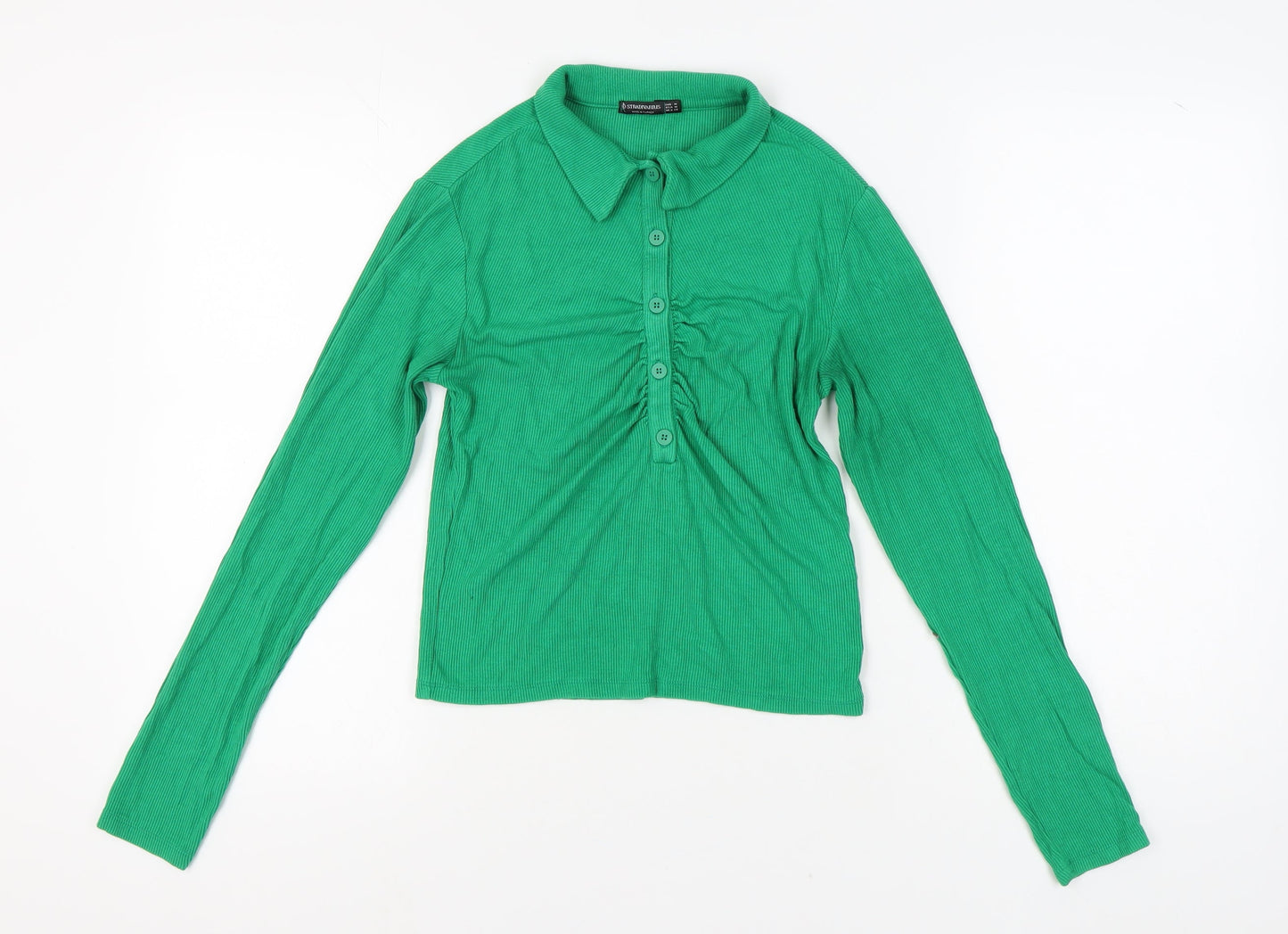 Stradivarius Women's Green Polo Shirt - Size 12
