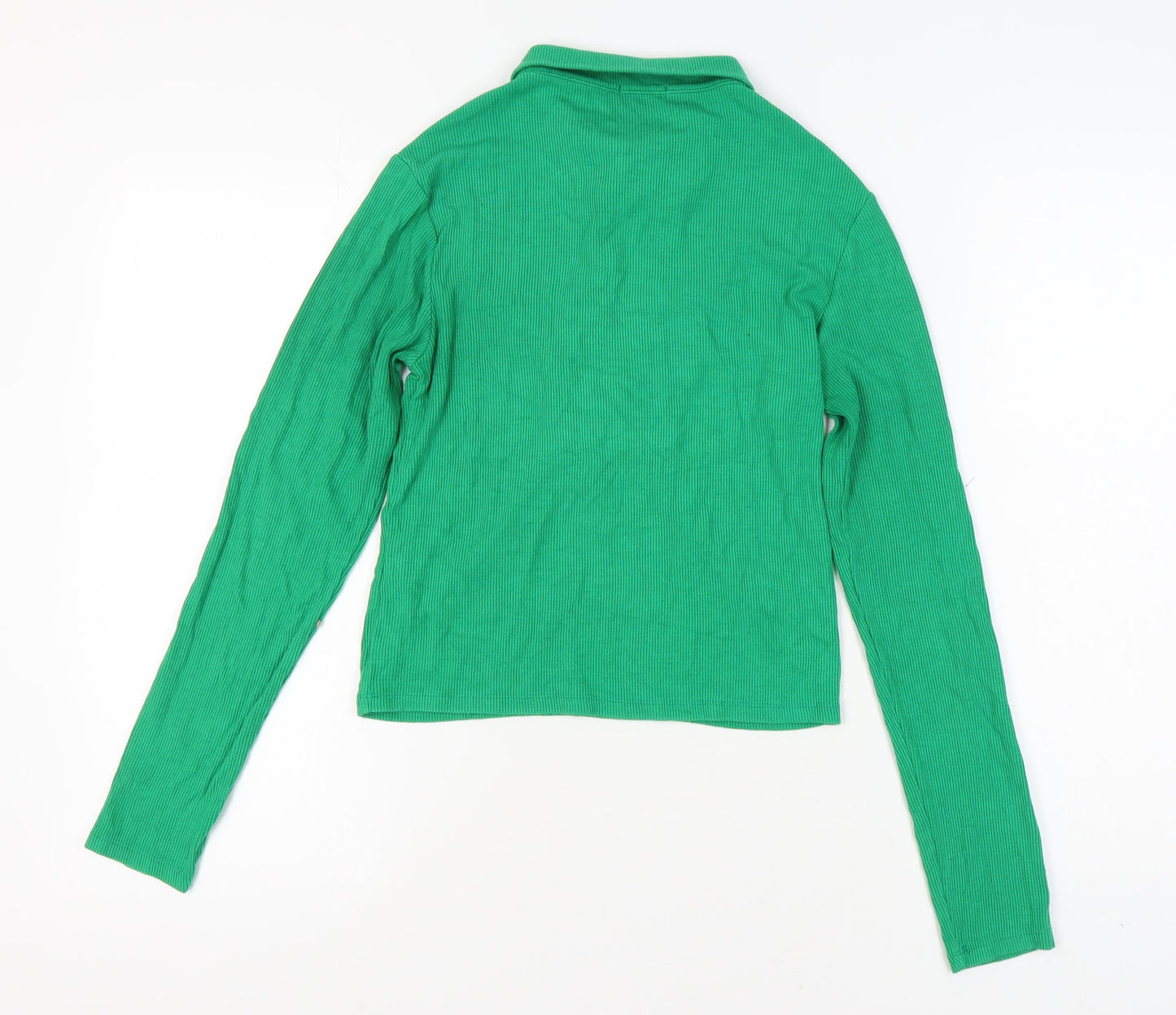 Stradivarius Women's Green Polo Shirt - Size 12