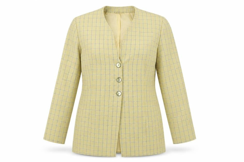 Jacques Vert Women's Yellow Blazer, Size 12, Check Pattern