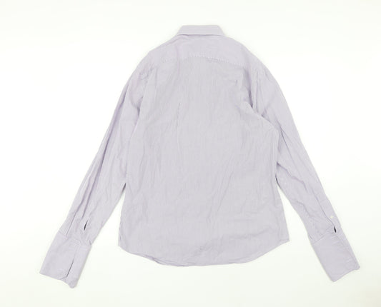 Jeff Banks Men's Purple Striped Formal Dress Shirt 15.5