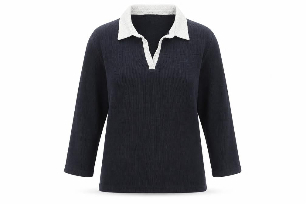 Viyella Unisex Blue 3/4 Sleeve Polo Shirt, M