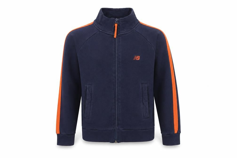 Front view of New Balance boys’ blue xs full zip sweatshirt