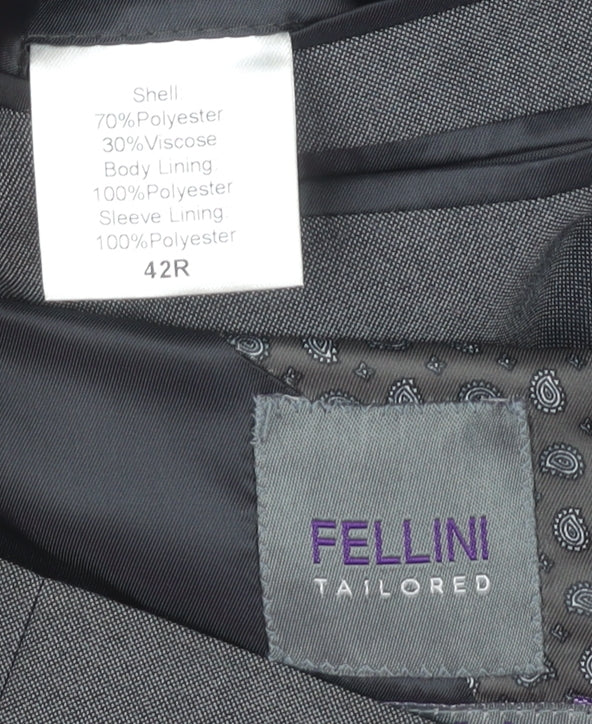 Fellini Men's Grey Single-Breasted Blazer, 42R