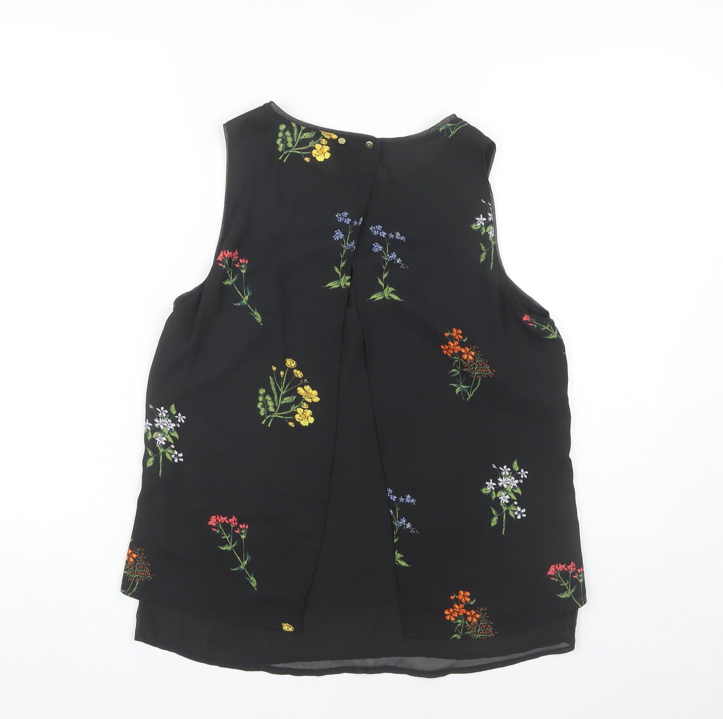 H&M Women's Black Floral Tank Top Size 10