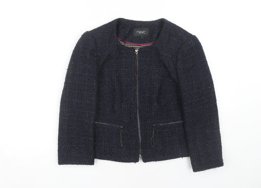 Next Women's Blue Tweed Jacket Zip Detail