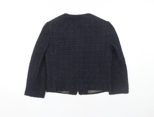 Next Women's Blue Tweed Jacket Zip Detail