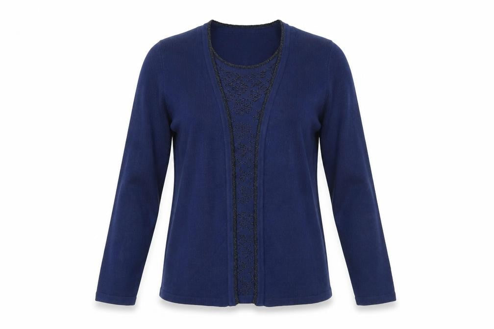 Front view of Honor Millburn Women's Blue Cardigan -, size S