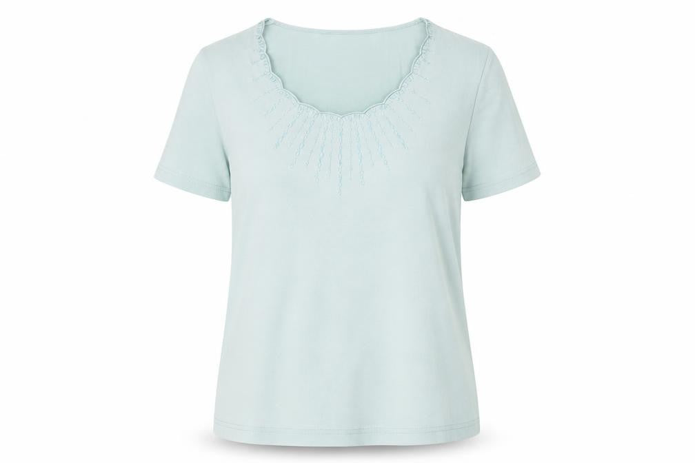 Womens UK Size 10 Eastex Blue Cotton T-Shirt