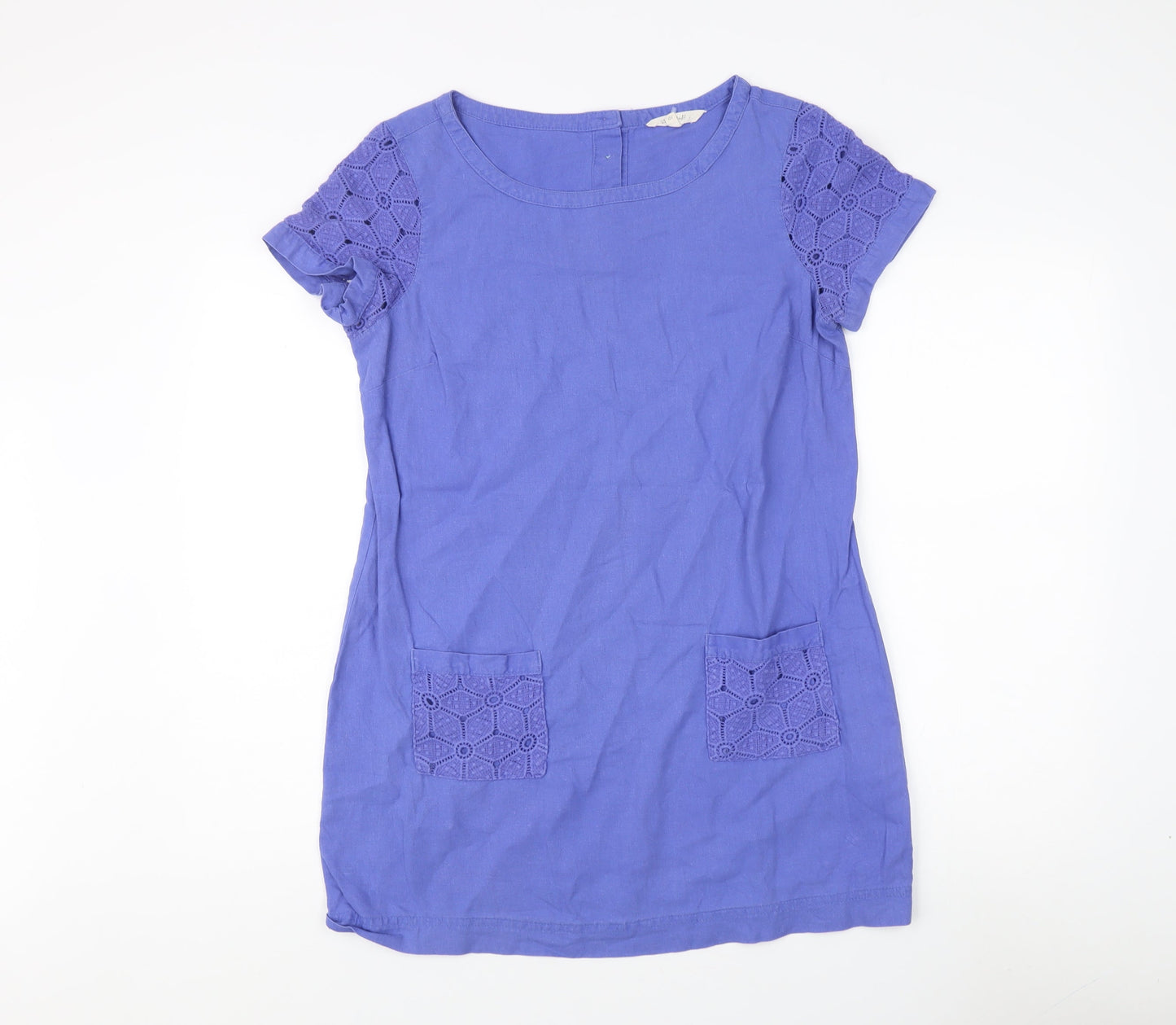 White Stuff Blue Linen Shift Dress, Size 10, Women's Casual Wear
