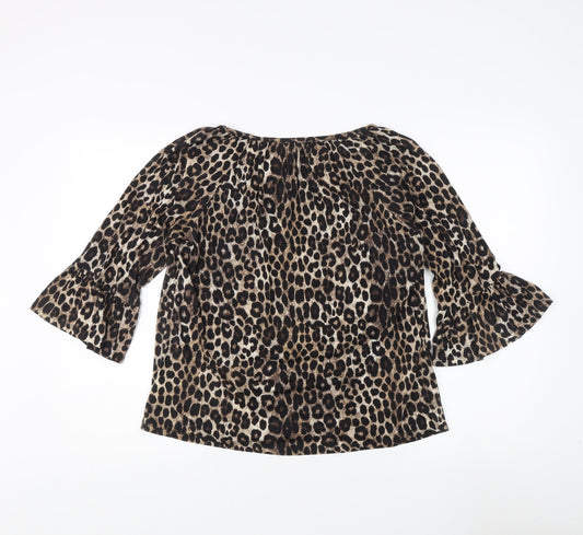 Michael Kors Women's Animal Print Top Brown M