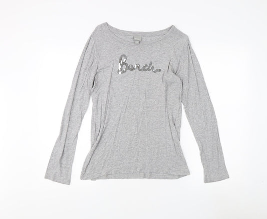 Bench Women's Grey Long Sleeve Casual T-Shirt M