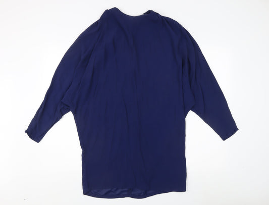Reiss Women's Blue Tunic Blouse, Size 12, Relaxed Fit