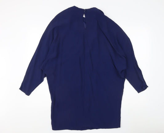 Reiss Women's Blue Tunic Blouse, Size 12, Relaxed Fit