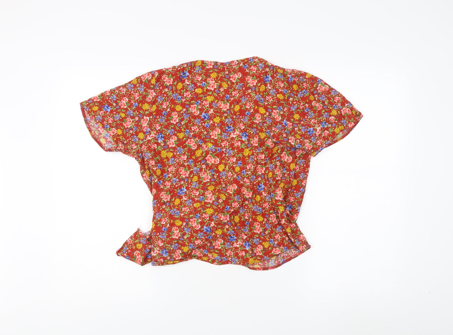 New Look Women's Multicoloured Floral Wrap Blouse - Size 8