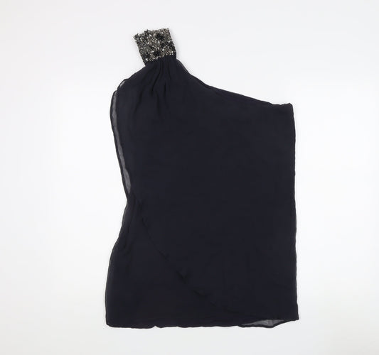 French Connection Women’s Black One Shoulder Beaded Top