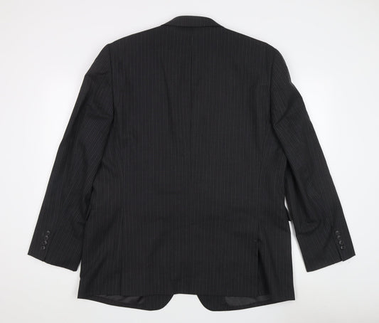 Jaeger Men's Black Striped Wool Blazer 46R
