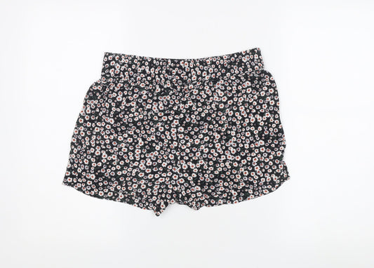 JDY Women's Black Floral Shorts, Size 10, Casual Viscose