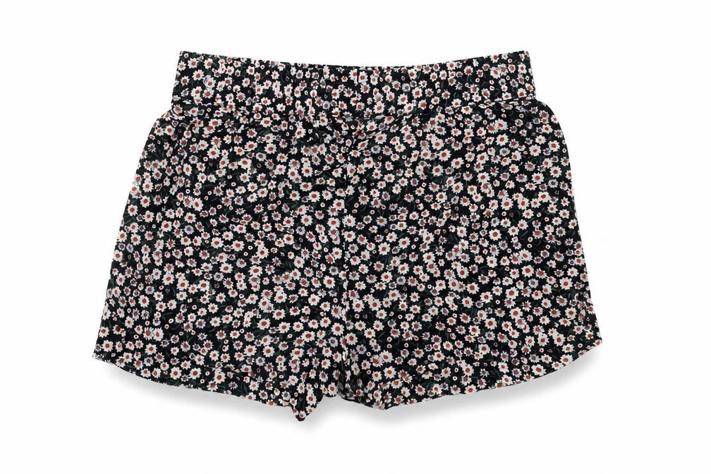 Front view of JDY Women's Black Floral Shorts, size 10, Casual Viscose